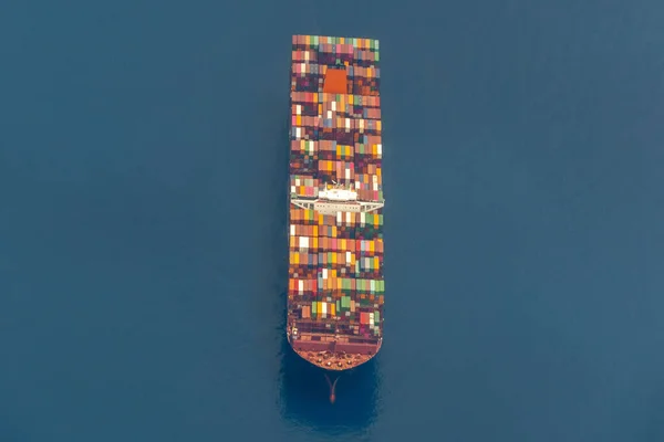 Container Ship Aerial View Airplane — Stock Photo, Image