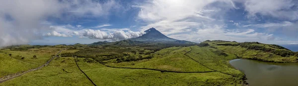 Pico Eiland Azores Vulkaan Luchtfoto Panorama — Stockfoto