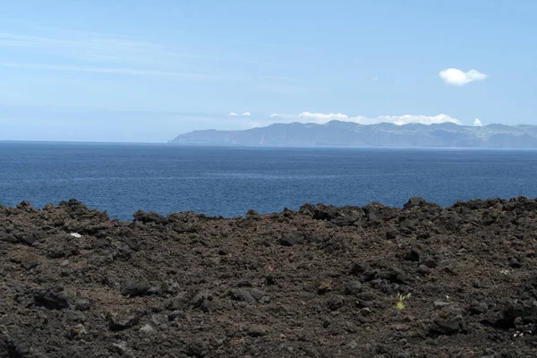 Lajido Village Pico Island Azores Black Lava Houses Red Windows — Stock Photo, Image