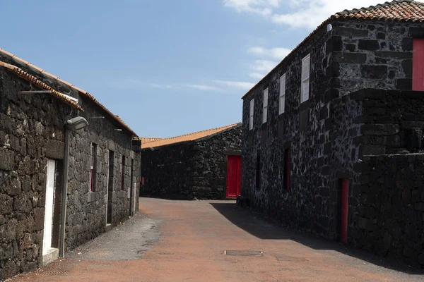 Lajido Village Pico Island Azores Black Lava Houses Red Windows — Stock Photo, Image