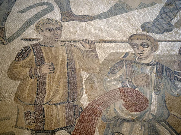 Antiguo Mosaico Romano Villa Del Casale Sicilia Italia —  Fotos de Stock