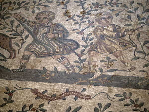 Antiguo Mosaico Romano Villa Del Casale Sicilia Italia — Foto de Stock