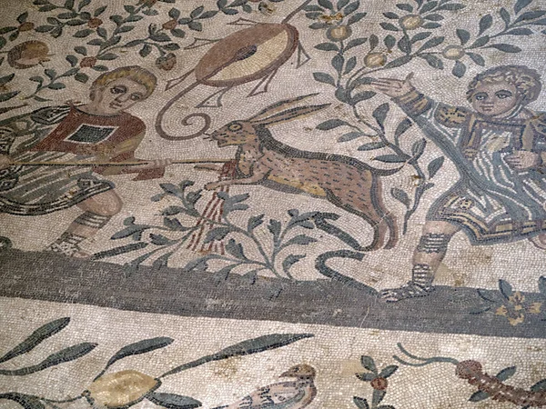 Antiguo Mosaico Romano Villa Del Casale Sicilia Italia —  Fotos de Stock