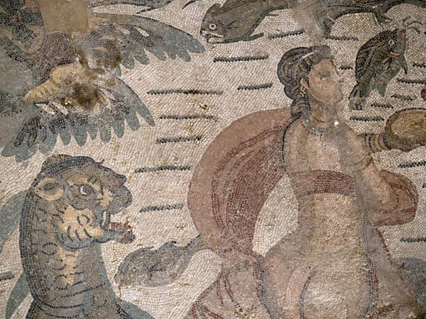 Antiguo Mosaico Romano Villa Del Casale Sicilia Italia —  Fotos de Stock