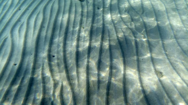 Sand Bund Vandet Mens Snorkling Turkis Lagune - Stock-foto