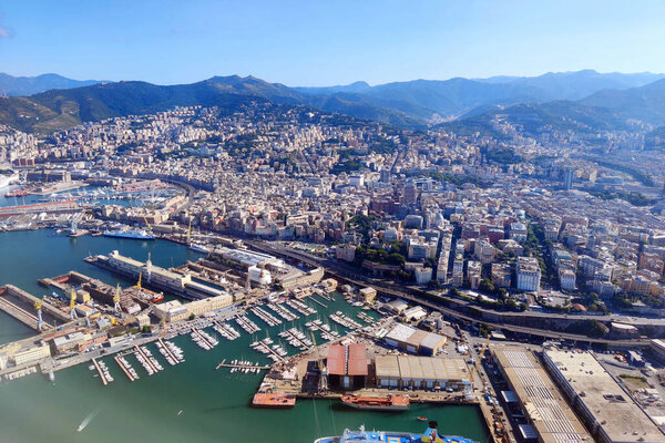 Genoa italy aerial view from airplane