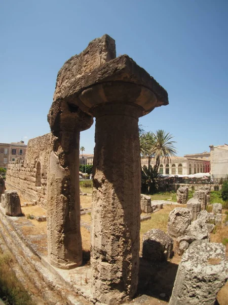 Apollo Tapınağı Syracuse Sicilya Talya Ortijisi — Stok fotoğraf
