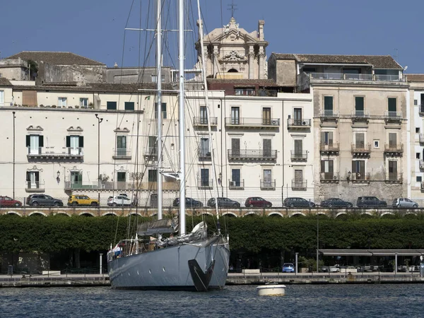 Ortigia Kota Tua Sicily Cityscape Panorama Dari Laut — Stok Foto