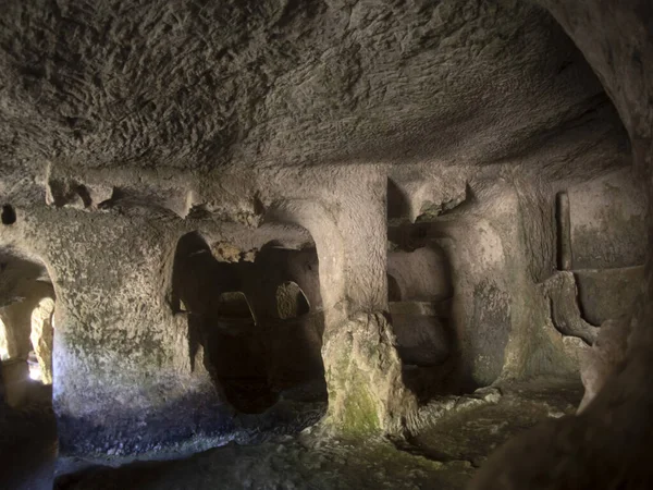 Palazzolo Acreide Latomie Pedra Quarries Velhos Túmulos Romanos Sicília Itália — Fotografia de Stock