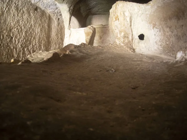 Palazzolo Acreide Latomie Pierre Carrières Anciennes Tombes Romaines Sicile Italie — Photo