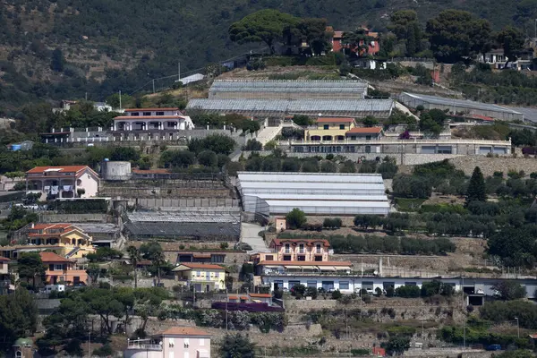 Sanremo Gewächshaus Blick Vom Meer Ligurien Italien Panorama — Stockfoto