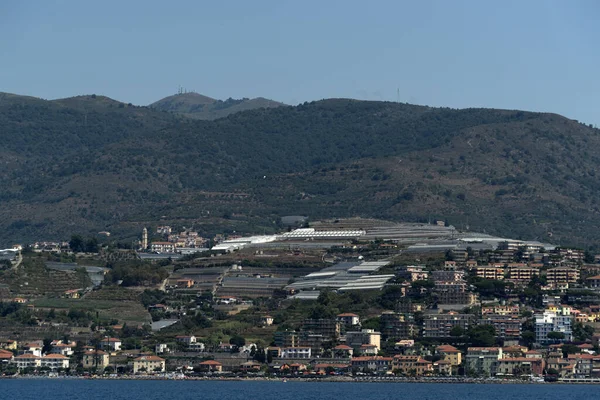 Sanremo Vista Invernadero Desde Mar Liguria Italia Panorama — Foto de Stock