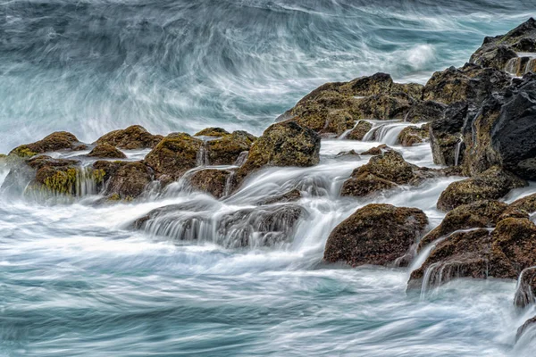 Isla Pico Azores Lava Acantilados Olas Las Rocas Panorama —  Fotos de Stock