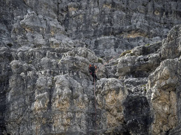 Arrampicata Sotto Pioggia Tre Cime Delle Dolomiti Lavaredo Panorama Sulle — Foto Stock