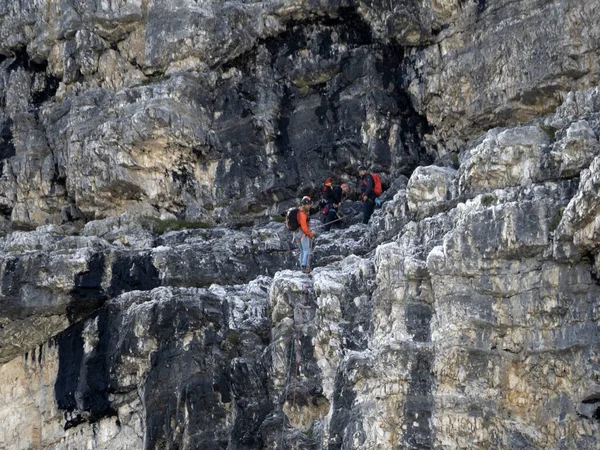 Climbing Three Peaks Lavaredo Dolomites Mountains Panorama Landscape Summer — Stock Photo, Image