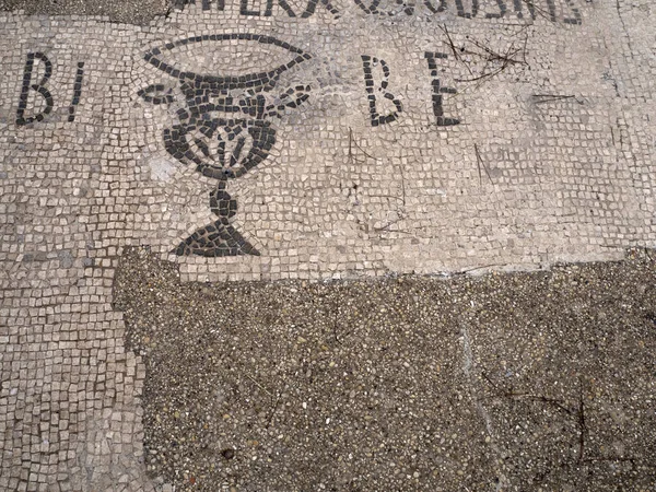 Floor Mosaic Old Ancient Ostia Archeological Site Ruins — Stock Photo, Image