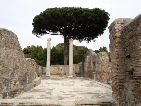 Pavimento Mosaico Vecchio Antico Ostia Rovine Sito Archeologico — Foto Stock