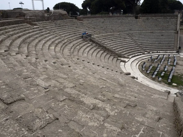 Παλιά Αρχαία Ostia Αρχαιολογικό Χώρο Ερείπια Θέατρο — Φωτογραφία Αρχείου