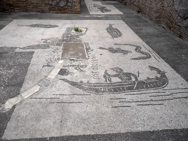 Зависть Дом Мозаики Старые Древние Руины Ostia Археологический Сайт — стоковое фото