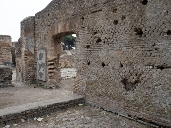 Silvanus Flour Mill Old Ancient Ostia Archeological Site Ruins — Stock Photo, Image