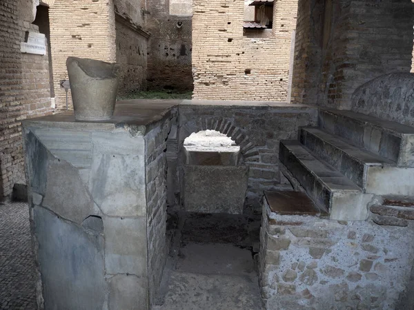 Thermopolium Vecchio Enoteca Pub Antiche Rovine Sito Archeologico Ostia — Foto Stock