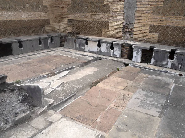 Openbaar Toilet Oude Oude Ostia Archeologische Site Ruïnes — Stockfoto