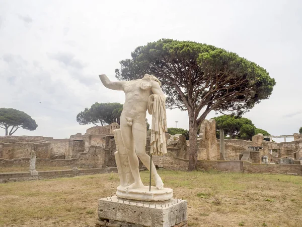 Eroica Statua Antica Ostia Rovine Sito Archeologico — Foto Stock