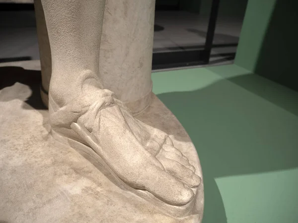 Sandal Picior Vechi Marmură Roman Detaliu Statuie — Fotografie, imagine de stoc