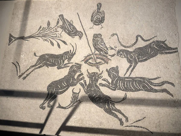고대의 로망사는 바닥을 모자이크로 만들었다 — 스톡 사진