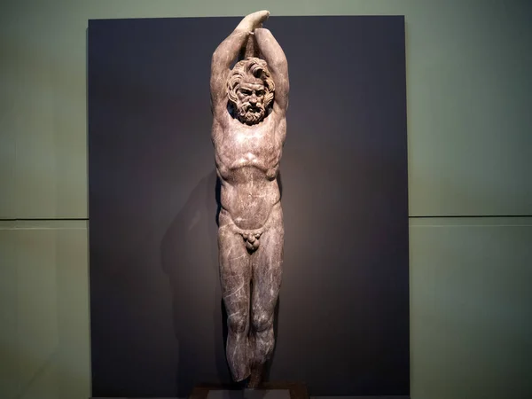 Marsia Faun Starý Římský Mramor Socha Detail Římě Montemartini Muzeum — Stock fotografie