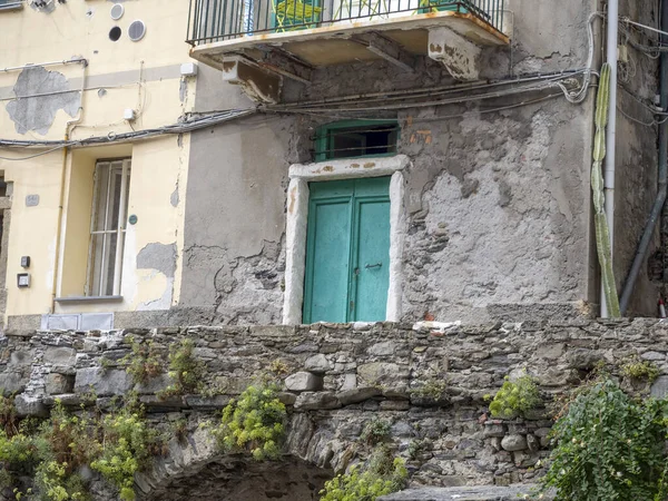 Домашняя Дверь Riomaggiore Cinque Terre Pictoresque Village Liguria — стоковое фото