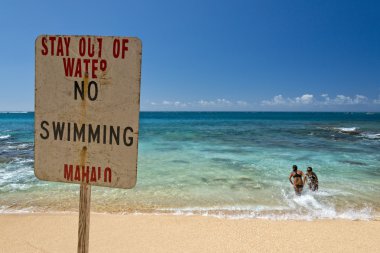no swimming danger sign in hawaii clipart