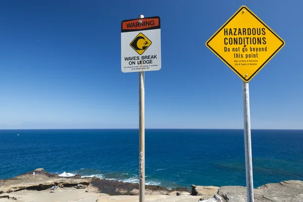 No swimming danger sign in hawaii — Stock Photo, Image