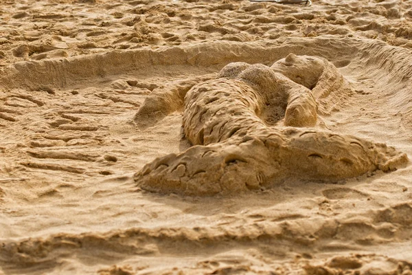 Mermaid sand sculpture on the beach — Stock Photo, Image