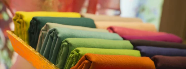 Different colors silk fabric — Stock Photo, Image