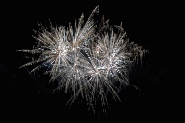 Happy new year en merry xmas vuurwerk op zwarte achtergrond — Stockfoto