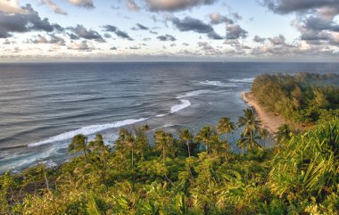 kalalau trail kauai island sunset clipart