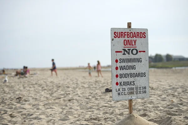 Surf only sign no swimming wading bodyboards kayak — Stock Photo, Image