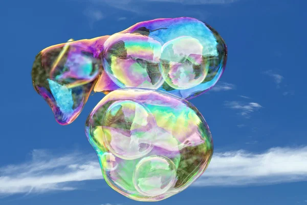 Giant soap bubble rainbow colors — Stock Photo, Image