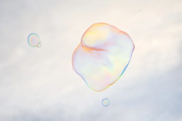 Giant soap bubble rainbow colors — Stock Photo, Image