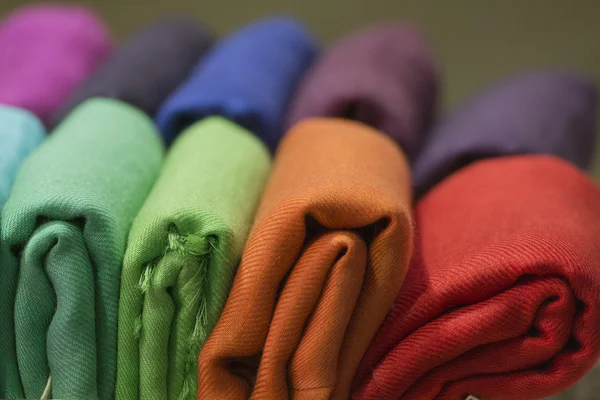 Different colors silk fabric — Stock Photo, Image