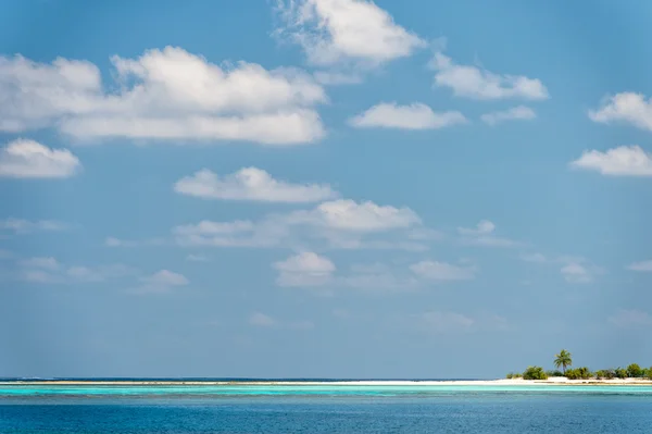 马尔代夫的热带天堂海滩水晶水椰子树岛 — 图库照片