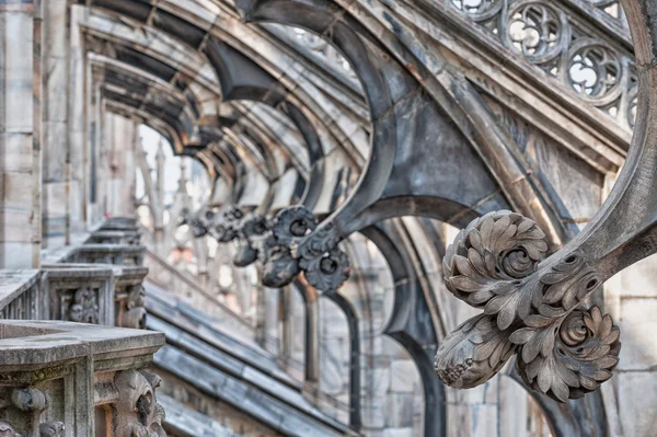 Mailänder Kathedrale Dachbögen Detail — Stockfoto