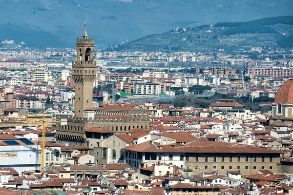 Florencia Cúpula y torre Vista aérea Paisaje urbano — Foto de Stock