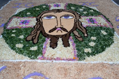 Petal ve çiçek halı corpus domini için christi kutlama 