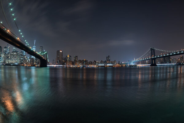 New york manhattan night view from brooklyn