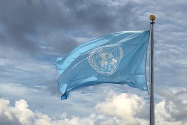 NEW YORK - USA - 11 JUNE 2015 Waving united nations UN flag