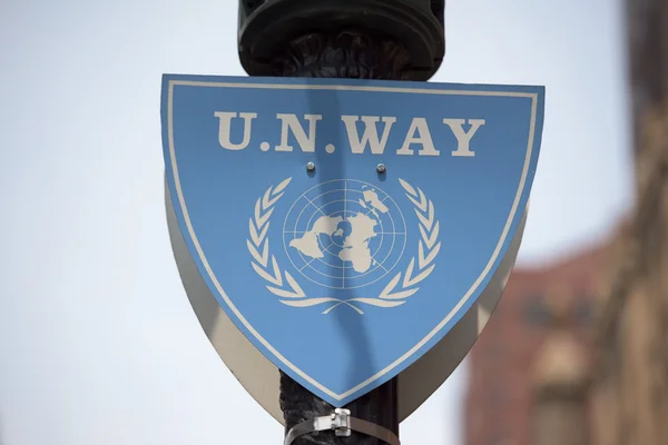 United nations way blue sign — Zdjęcie stockowe