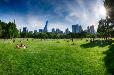 New York - ABD - 14 Haziran 2015 insanlar güneşli Pazar günü central Park'ta