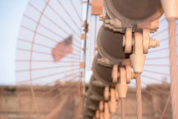 Manhattan bridge kable szczegółów z bliska — Zdjęcie stockowe